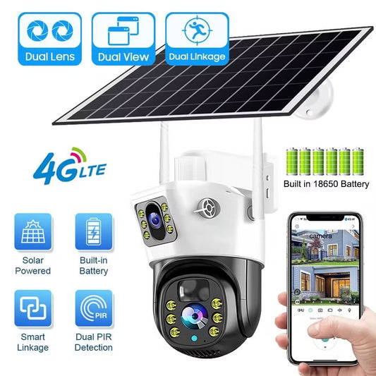 V380PRO Solar Camera 4MP Dual Lens Home Security Camera With Solar Panel - WIFI  + 128GB Card_1